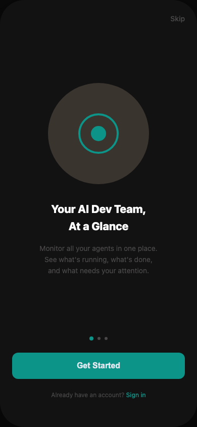 Source-derived visual reference of the first onboarding screen