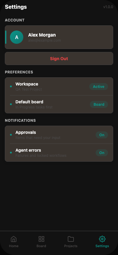 Source-derived visual reference of the Settings screen